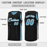 Custom Black Light Blue Double Side Tops Training Basketball Jersey